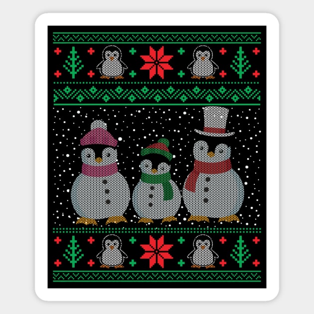 Funny Cute Penguin Lovers Snowman Xmas Ugly Christmas Sweater Magnet by mrsmitful01